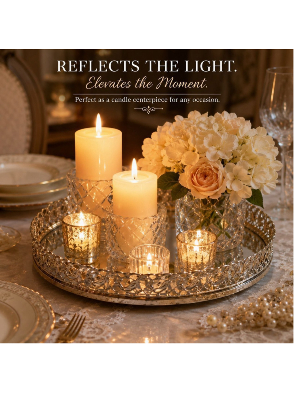 Vintage Silverplate Mirrored Tray | Vanity, Candle Centerpiece & Perfume Display